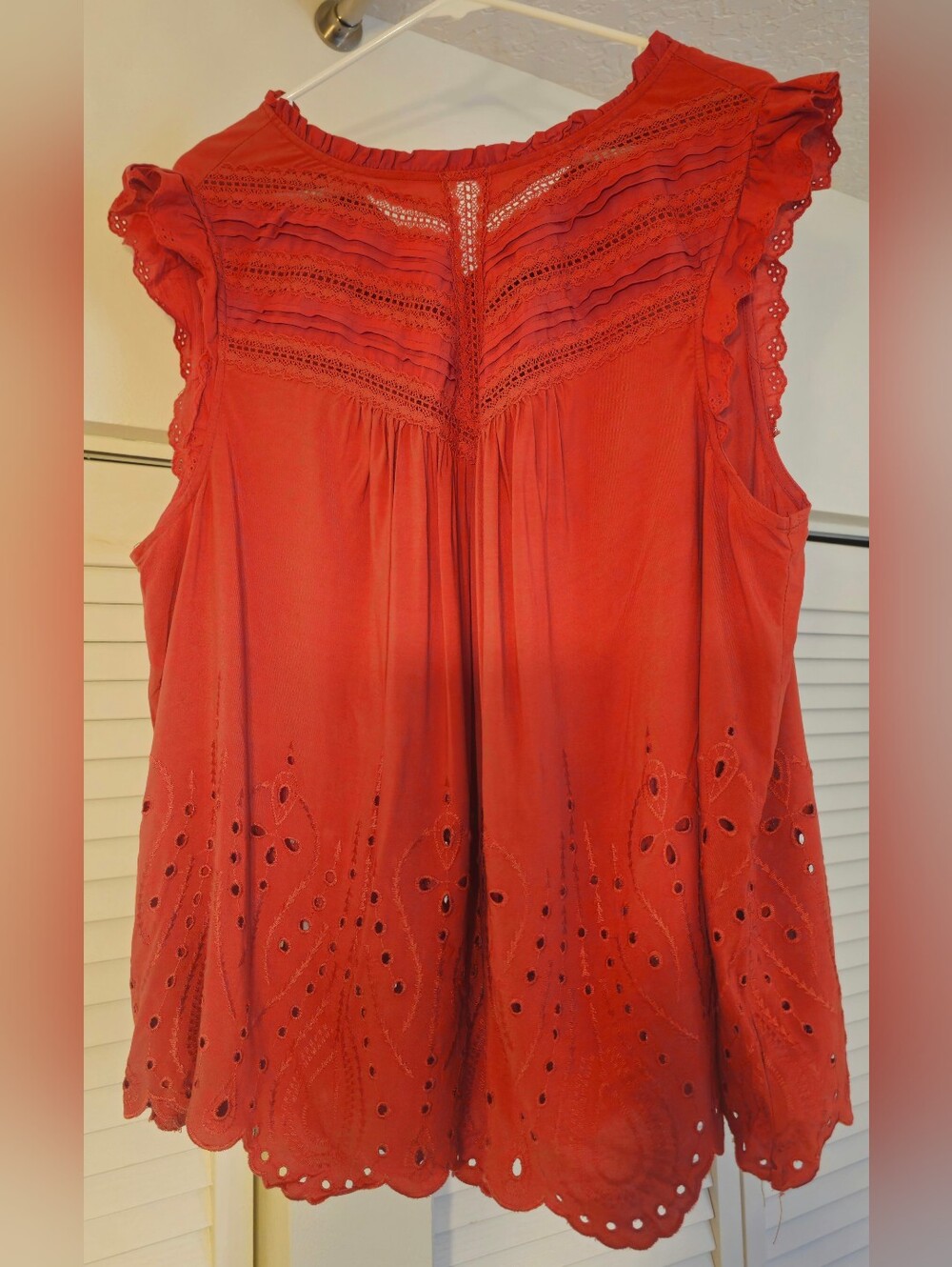 torrid Coral-Red Lace Trim Ruffled Camisole